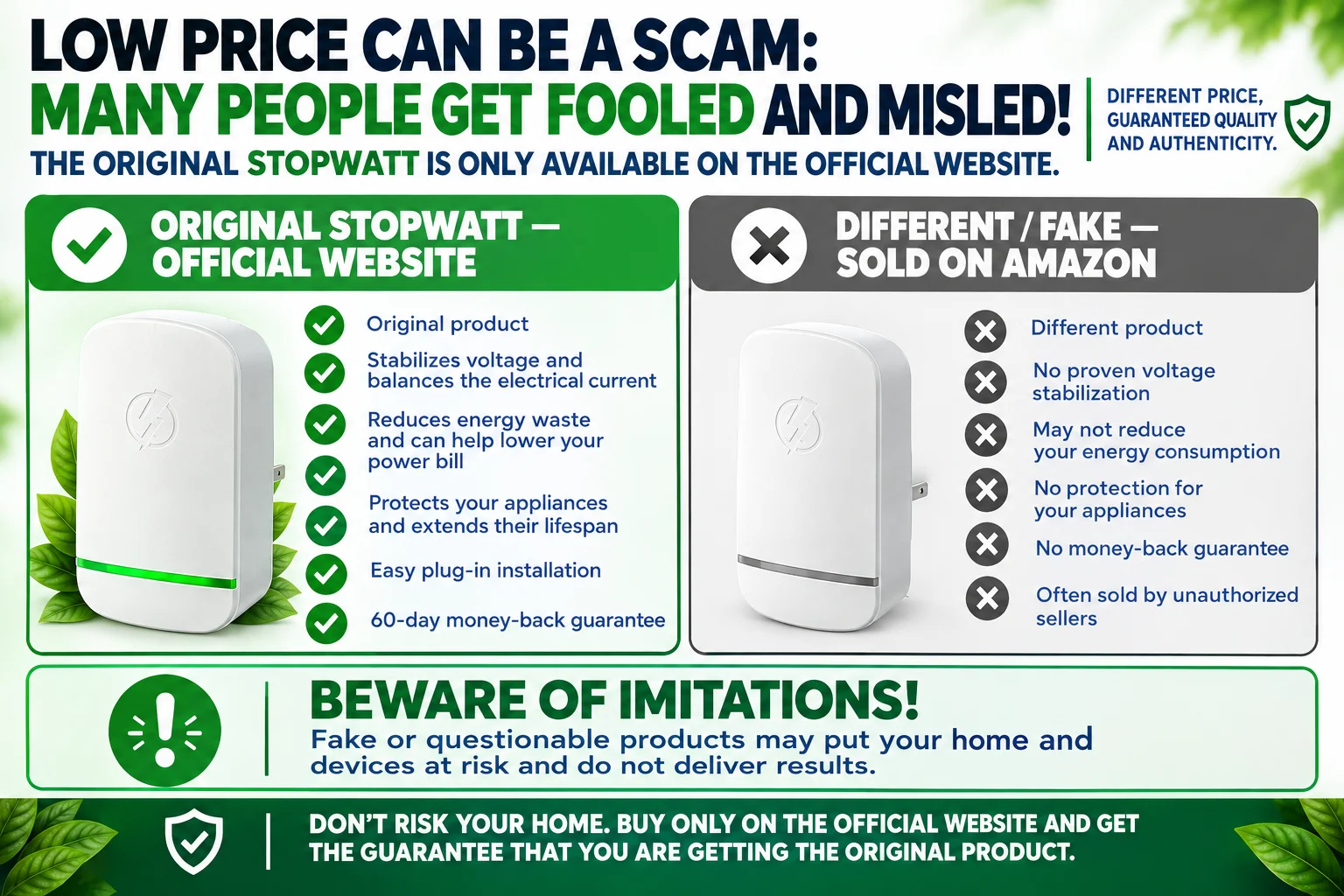 Warning about StopWatt listings on Amazon