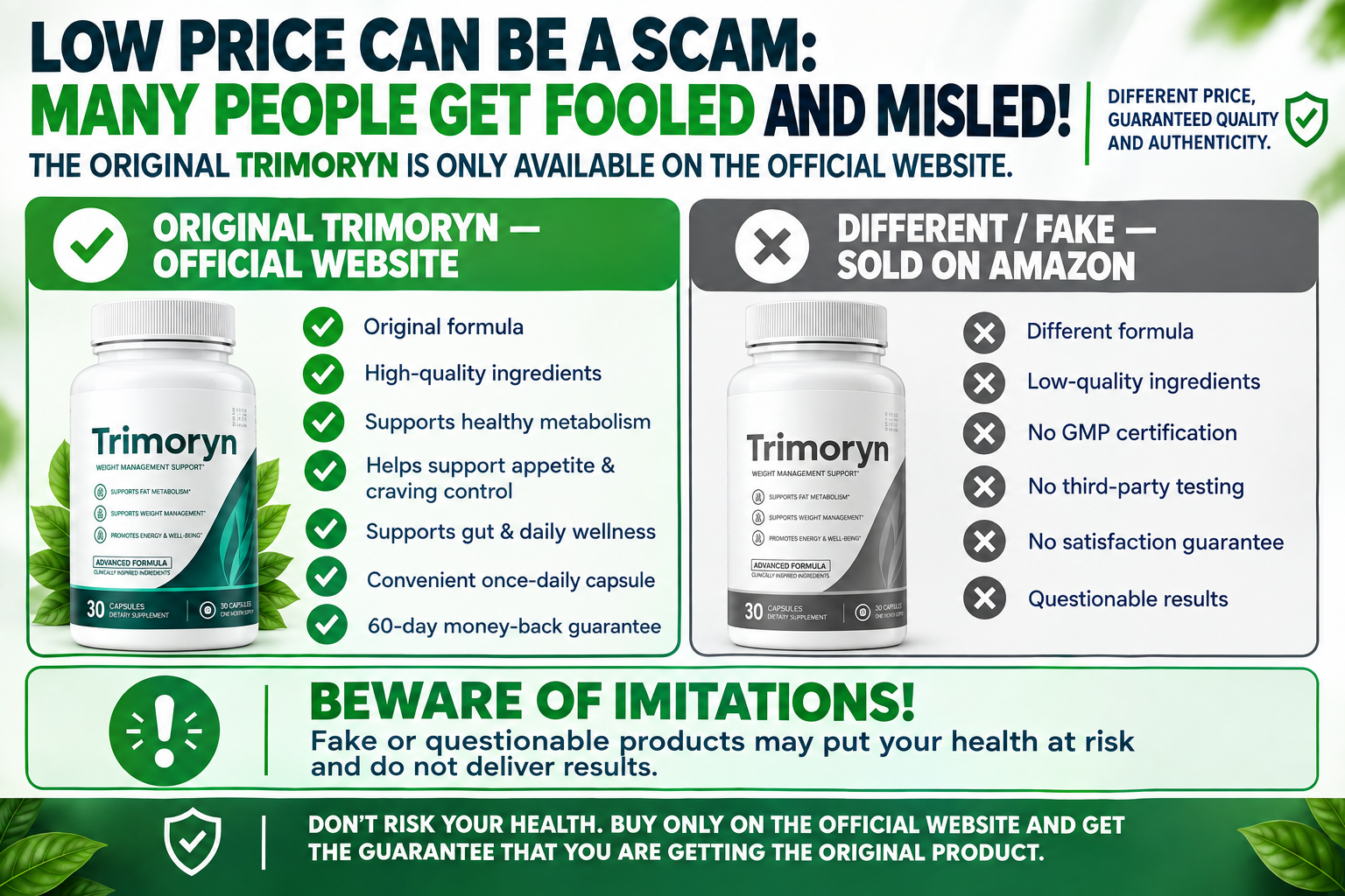 Warning about Trimoryn listings on Amazon